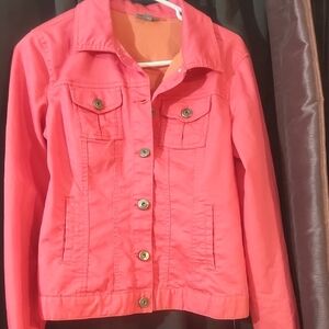 Roz & Ali Vibrant Pink Thin Jean Like Jacket Small